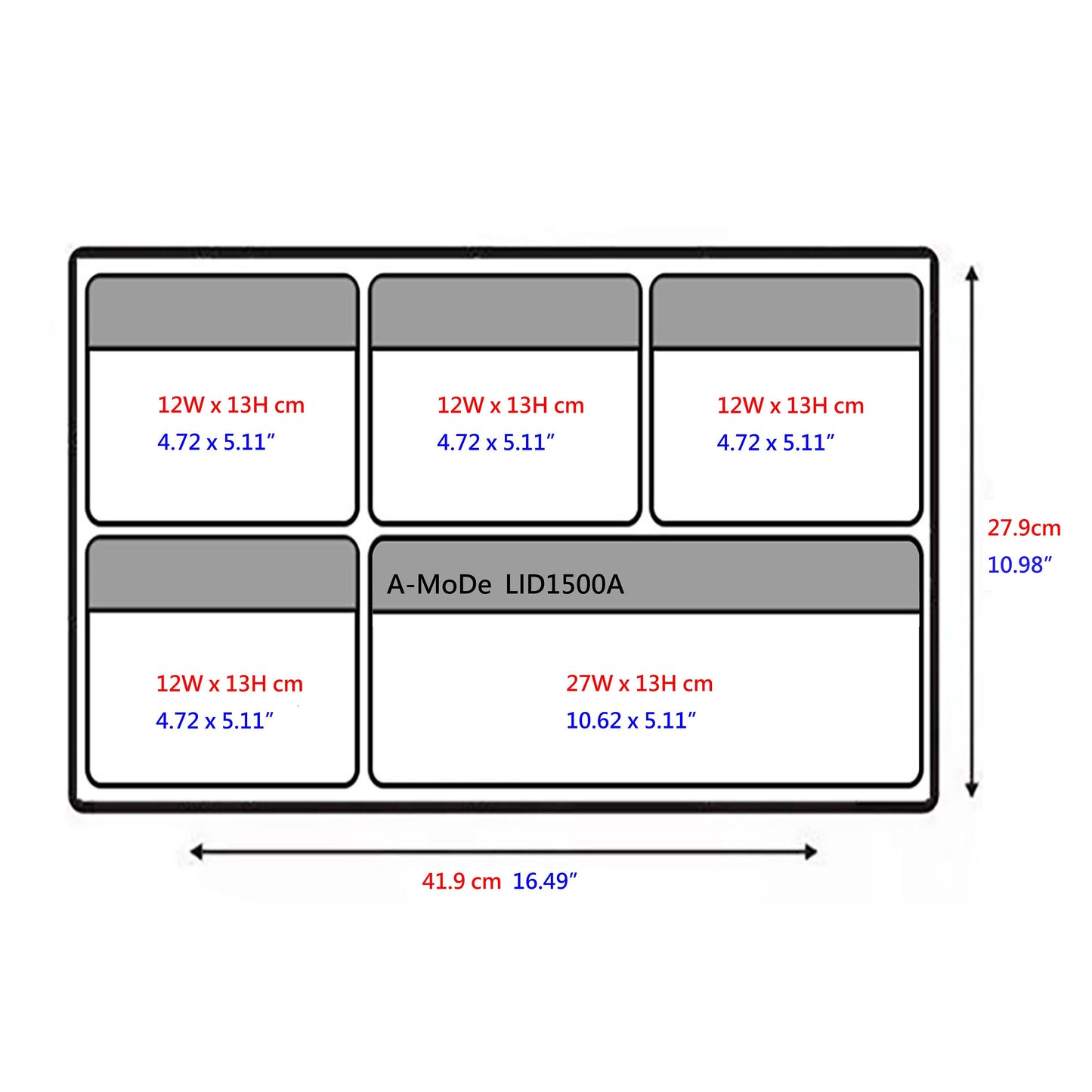 Lid Organizer 5 clear TPU pocketsFits Peli Pelican1500 IM2300 LID1500A