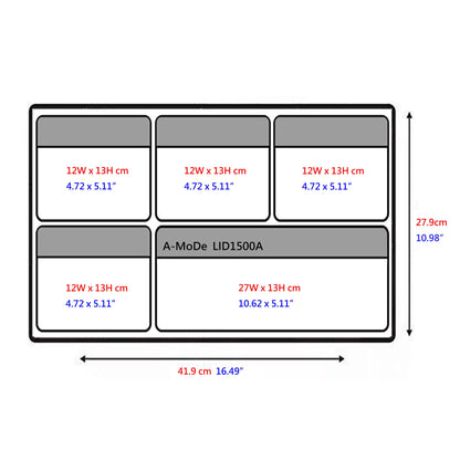 Lid Organizer 5 clear TPU pocketsFits Peli Pelican1500 IM2300 LID1500A