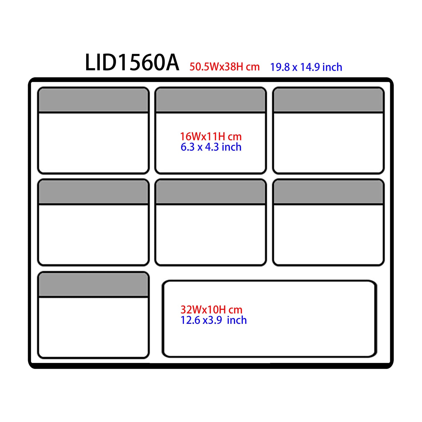 Lid Organizer LID1560A 7 clear pockets for Pelican1560 Peli