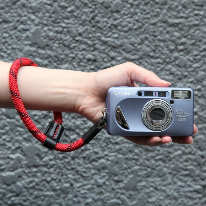 Camera wrist strap HandMade leather RedBlack Camera Strap CWS-RB