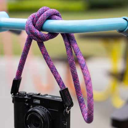 Rope Camera Strap HandMade Flower Rose Red Blue 10mm CSC-FRRB