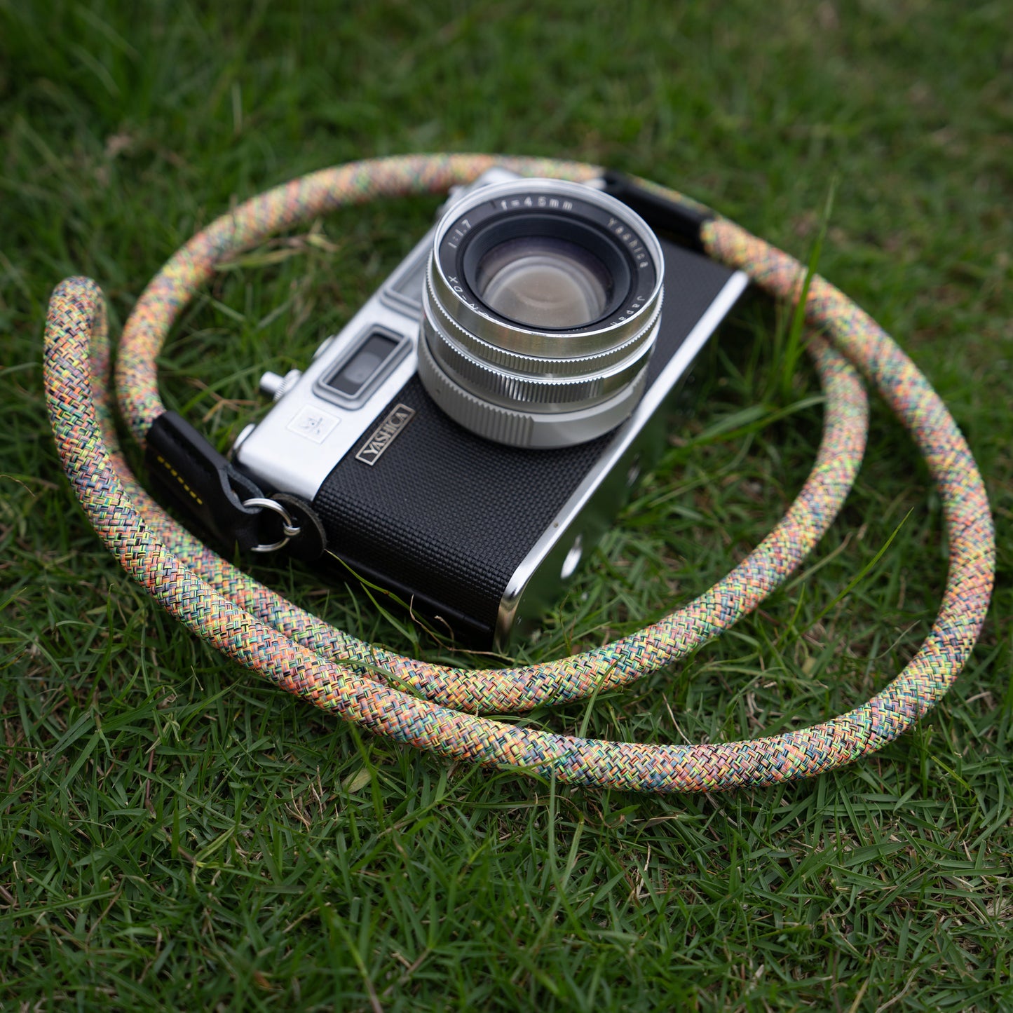 Rope Camera Strap HandMade Flower Rainbow Yellow 10mm CSC-FRAY