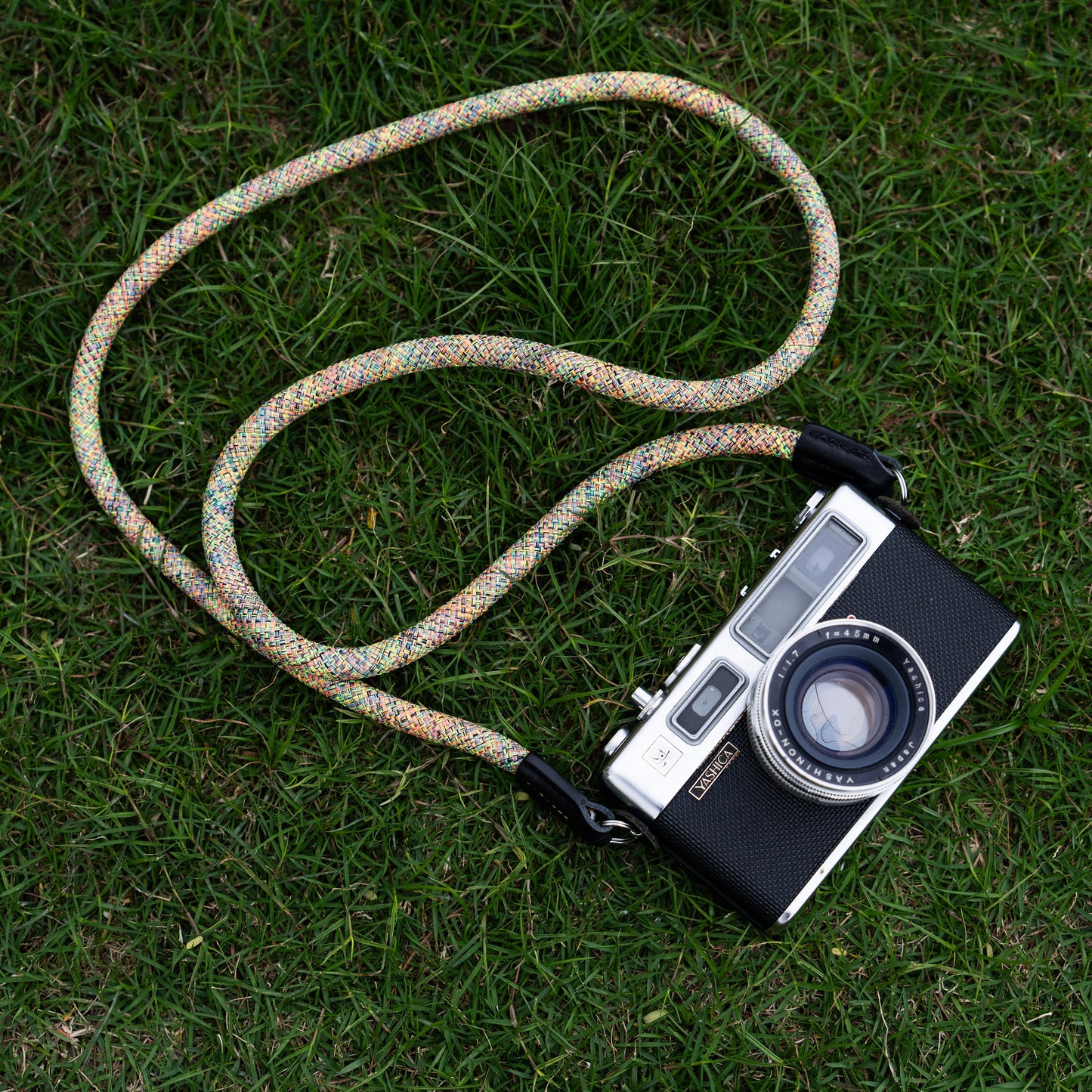 Rope Camera Strap HandMade Flower Rainbow Yellow 10mm CSC-FRAY