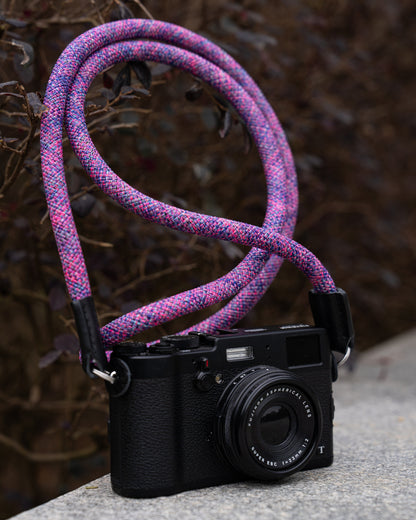 Rope Camera Strap HandMade Flower Rose Red Blue 10mm CSC-FRRB