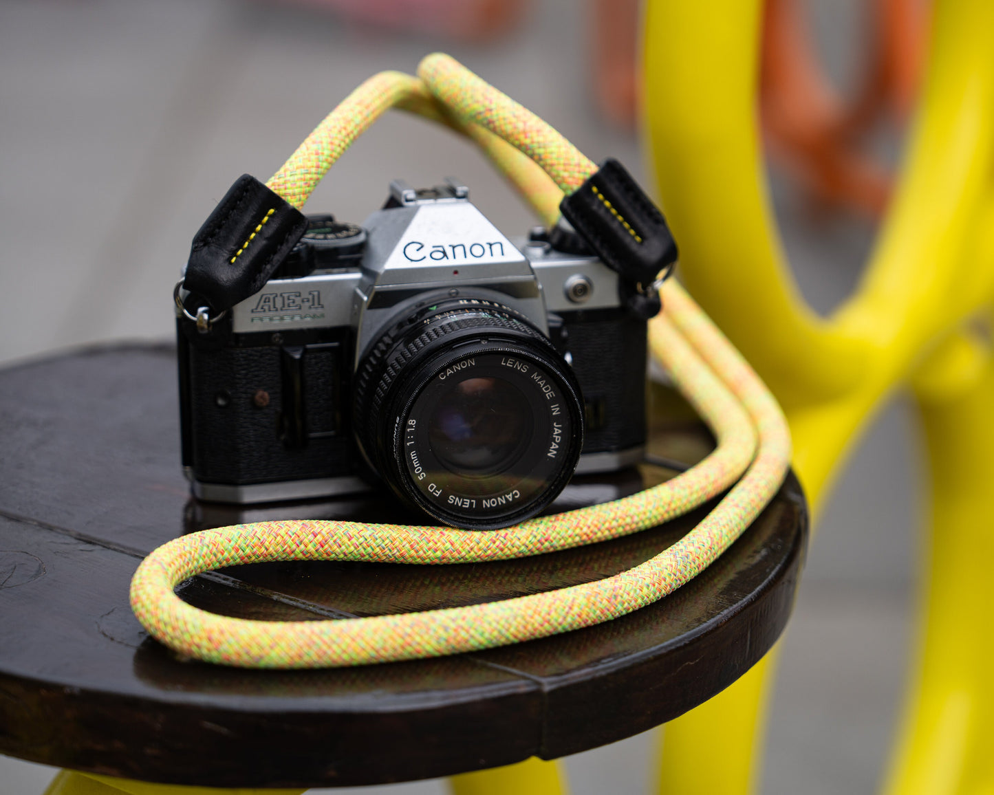 Rope Camera Strap HandMade Flower Yellow Red 10mm CSC-FYER