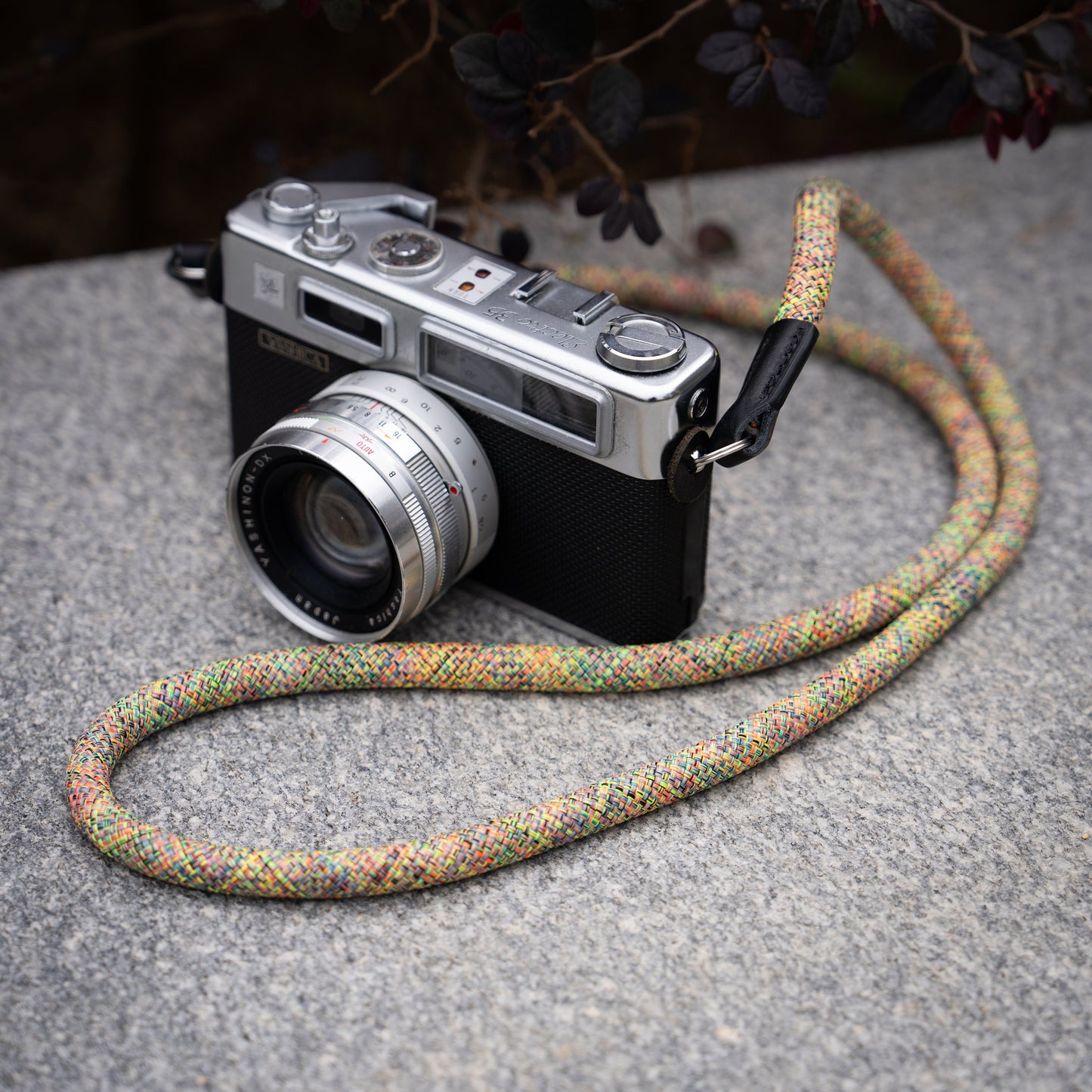 Rope Camera Strap HandMade Flower Rainbow Yellow 10mm CSC-FRAY