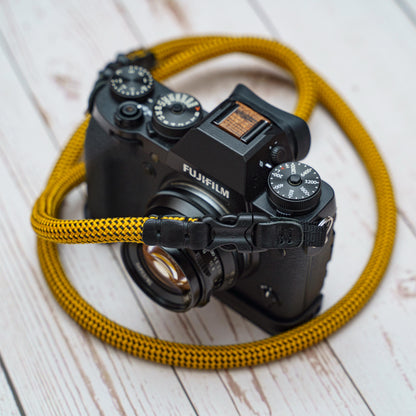 Quick Release Buckle Yellow Black HandMade 10mm Climbing Rope Camera Strap