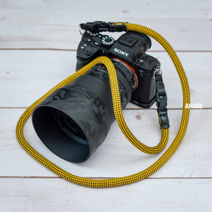 Quick Release Buckle Yellow Black HandMade 10mm Climbing Rope Camera Strap