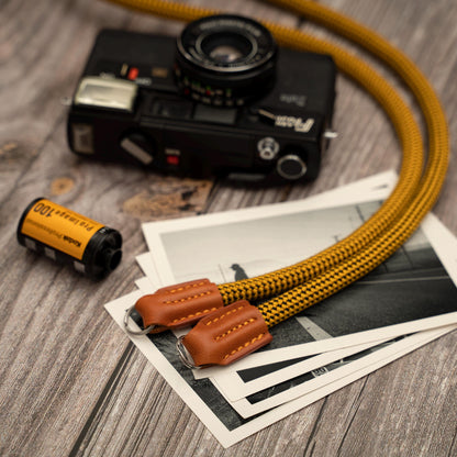 Rope Camera Strap HandMade Yellow Black 10mm CSC