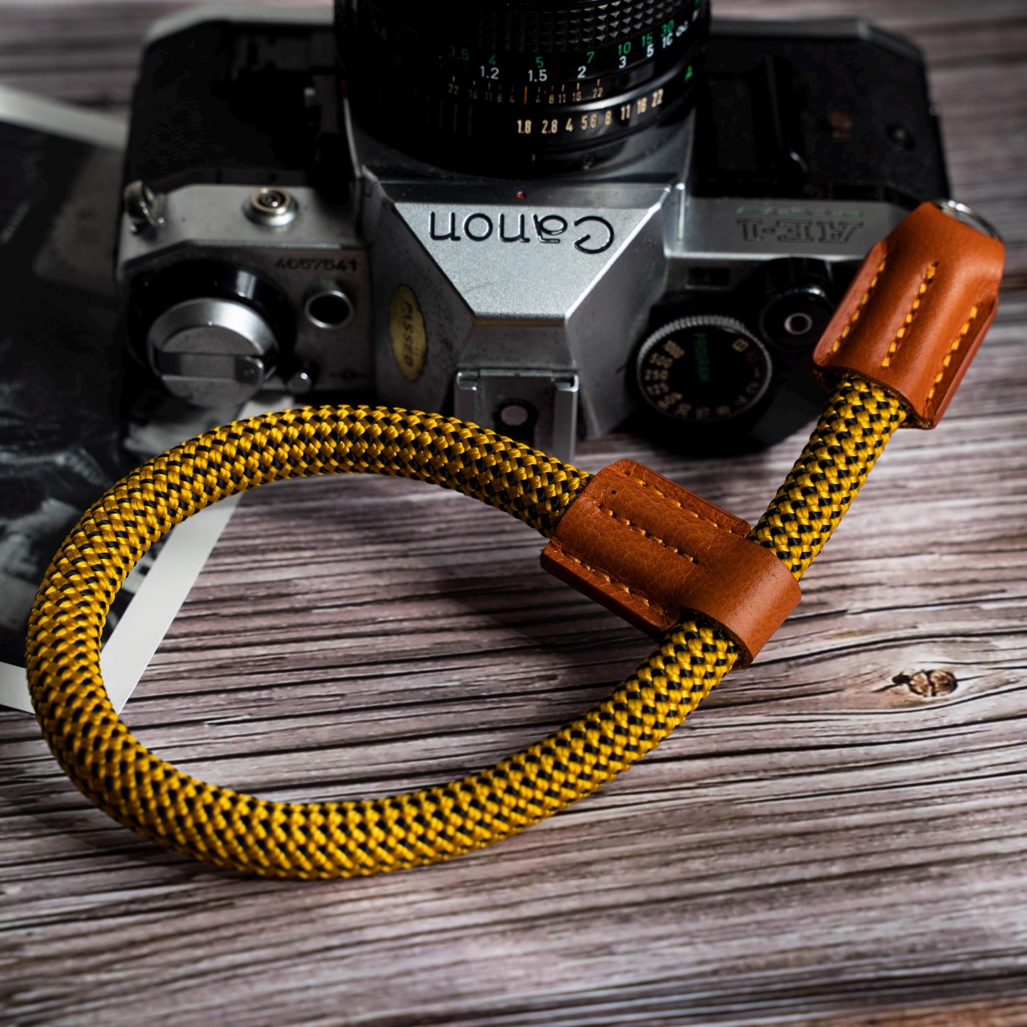 Leather Ropes Camera wrist strap HandMade 9mm Yellow Rope Camera Strap CWS-YE