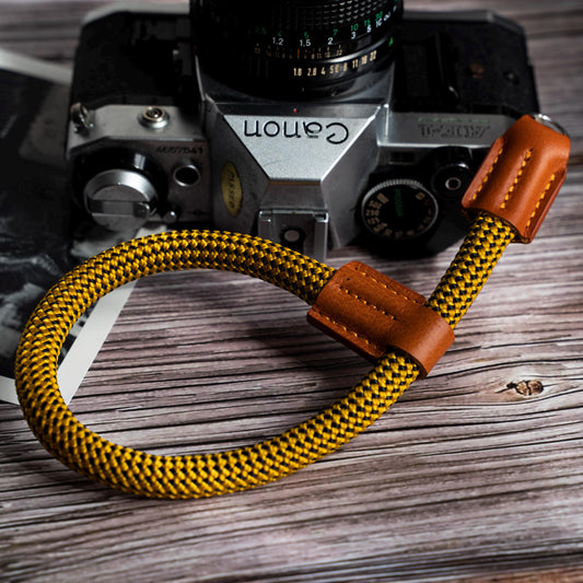 Leather Ropes Camera wrist strap HandMade 9mm Yellow Rope Camera Strap CWS-YE