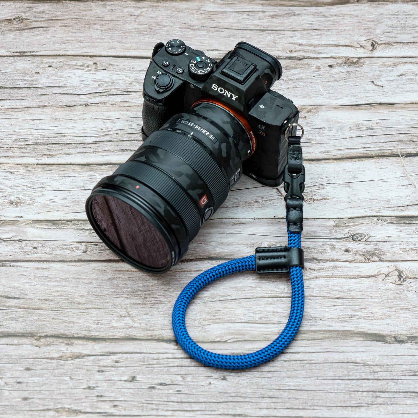 HandMade Quick release Leather 9mm Blue Rope Camera wrist strap FCWS-BB