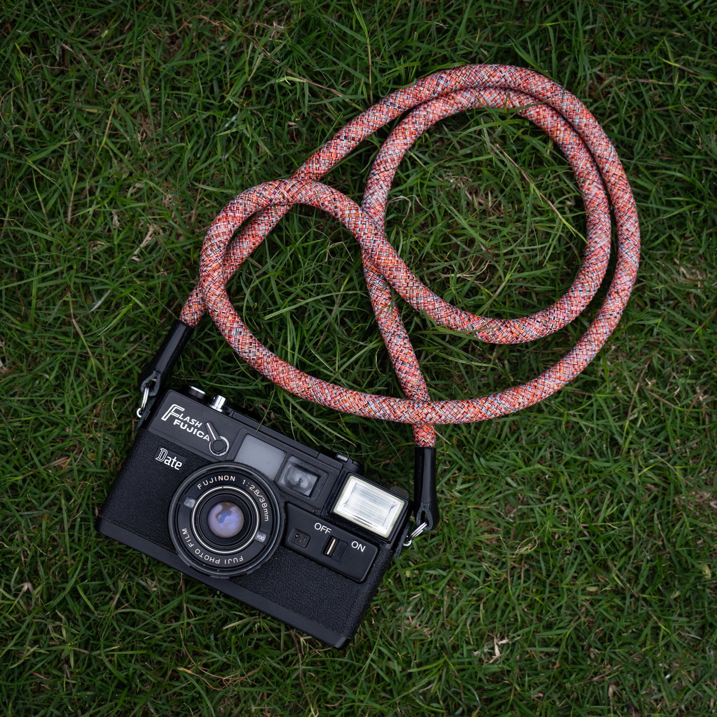 Rope Camera Strap HandMade Flower Orange Red 10mm CSC-FORR