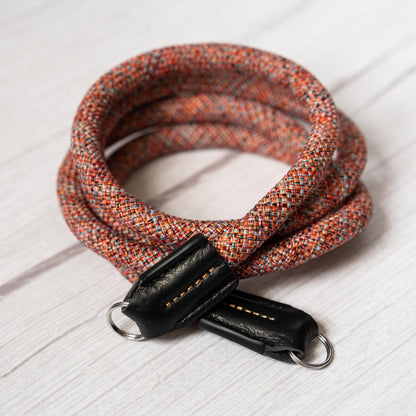 Rope Camera Strap HandMade Flower Orange Red 10mm CSC-FORR