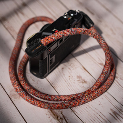 Rope Camera Strap HandMade Flower Orange Red 10mm CSC-FORR